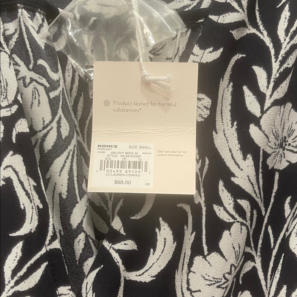 Navy Blue and White Floral Wrap Dress - Women - Picture 4 of 4